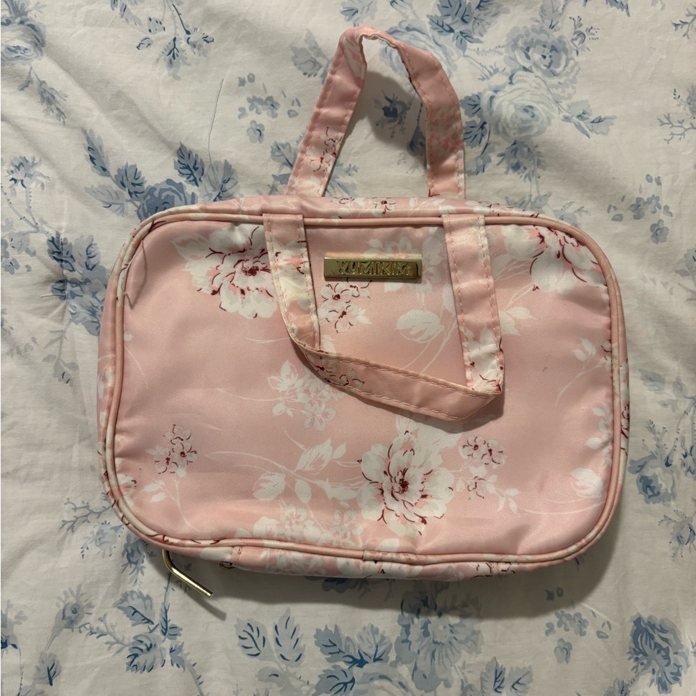 Pink Travel Floral Cosmetic Bag